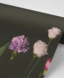 Samolepiace tapety Samolepiaca fototapeta elegantné kvety na tmavom pozadí