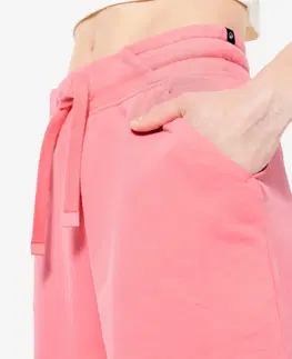 gymnasti Dámske bavlnené šortky s vreckom na fitness 520 ružové