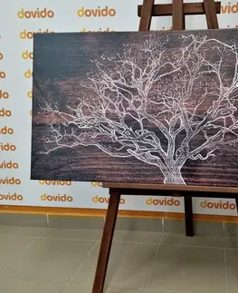 Obrazy stromy a listy Obraz strom na drevenom podklade