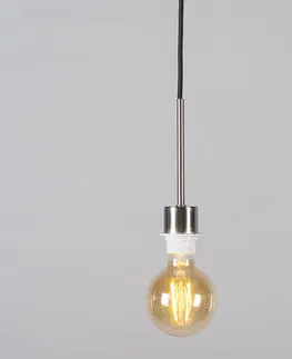 Zavesne lampy Závesné svietidlo oceľové s čiernym káblom - Combi 1