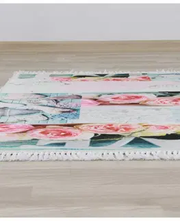 Koberce a koberčeky KONDELA Sonil Typ 2 koberec 80x150 cm kombinácia farieb / vzor ruže