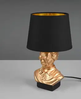 Stolové lampy Reality Leuchten Stolová lampa Albert v tvare busty, čierna/zlatá