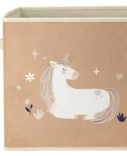 Úložné boxy Detský textilný box Unicorn dream béžová, 32 x 32 x 30 cm