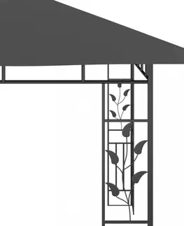 Záhradné altány Záhradný altánok s moskytiérou a LED reťazami 4x3 m Dekorhome Antracit