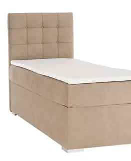 Postele Boxspringová posteľ, jednolôžko, svetlohnedá, 90x200, ľavá, DANY