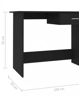 Pracovné stoly Písací stôl so zásuvkou 100x50 cm Dekorhome Čierna