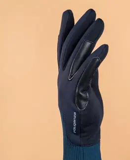 rukavice Detské hrejivé jazdecké rukavice 140 Warm tmavomodré