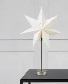 Vianočné svetelné hviezdy Markslöjd Stojaca LED hviezda Mathilda nikel/biela batéria