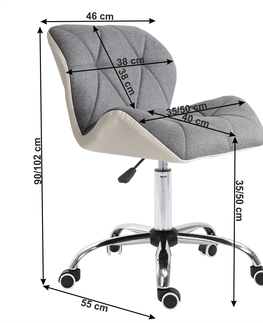 Kancelárske stoličky KONDELA Badar kancelárske kreslo biela / sivá / chróm