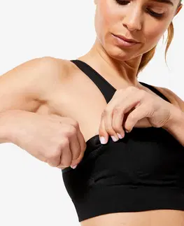 fitnes Podprsenka na fitnes so slabým spevnením a prekríženými ramienkami – čierna