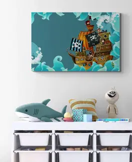 Detské obrazy Obraz pirátska loď na mori
