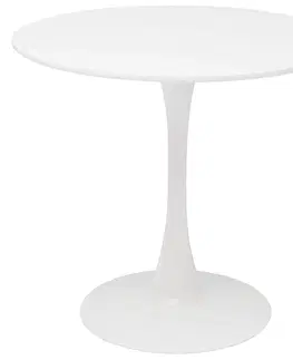 Jedálenské stoly KONDELA Reventon New 80 okrúhly jedálenský stôl biela matná