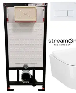 Záchody DEANTE Podstavný rám, pre závesné WC misy + SLIM tlačidlo bílé  + WC CERSANIT INVERTO + SEDADLO duraplastu SOFT-CLOSE CST_WC01 A51P IN1