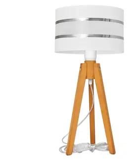 Lampy  Stolná lampa HELEN 1xE27/60W/230V biela/chróm/dub 