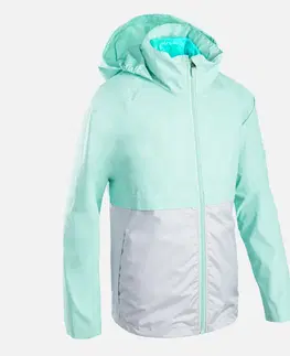 bežecké oblečenie Detská nepremokavá bežecká bunda s odnímateľnou prešívanou bundou Kiprun 3v1 zelená