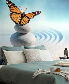 Samolepiace tapety Samolepiaca tapeta rovnováha kameňov s motýľom