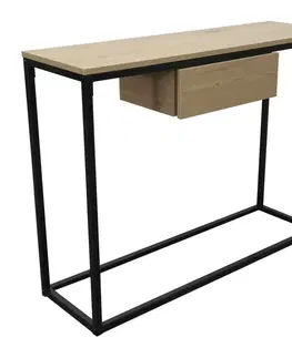 Konferenčné stolíky Konzolový stolík, dub/čierna, NAVARO TYP 2