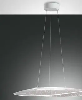 Závesné svietidlá Fabas Luce Závesné svietidlo LED Vela, biele, oválne, 78 cm x 55 cm