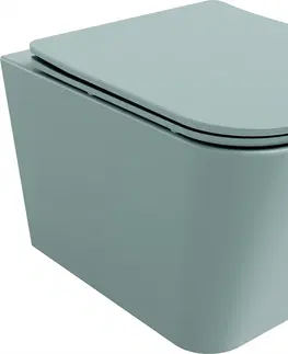 Záchody MEXEN - Teo Závesná WC misa Rimless vrátane sedátka s slow, Duroplast, svetlo zelená mat 30854048