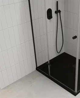 Vane MEXEN/S - Roma sprchovací kút 120x80, transparent, čierna + čierna vanička so sifónom 854-120-080-70-00-4070B