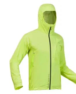 bundy a vesty Pánska nepremokavá bunda FH500 na rýchlu turistiku ultraľahká žltá