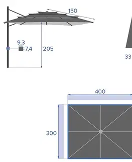 Záhradné slnečníky a doplnky DEOKORK Slnečník výkyvný KANTON 4x3 m (grafit)