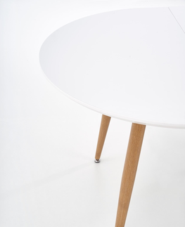 Jedálenské stoly HALMAR Edward rozkladací jedálenský stôl biely lesk / dub medový