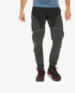 nohavice Pánske turistické nohavice MH950 odopínateľné čierno-sivé