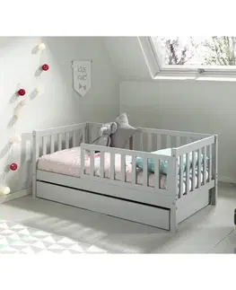 Klasické detské postele Posteľ Pre Deti A Mládež Sivá S Vysúvacou Zásuvkou
