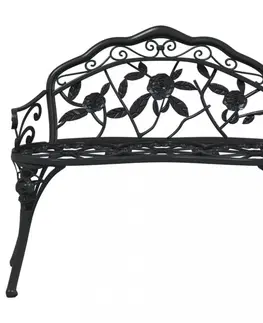 Záhradné lavice Záhradná lavica 100 cm liaty hliník Dekorhome Čierna