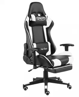 Kancelárske stoličky Herné kreslo s podnožkou PVC / kov Dekorhome Zelená
