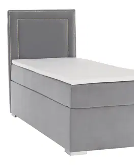 Postele Boxspringová posteľ, jednolôžko, svetlosivá, 80x200, ľavá, BILY