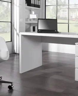 Biele pracovné stoly Písací stôl INO Dekorhome 160 cm