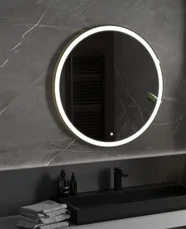Kúpeľňa MEXEN - Esso zrkadlo s osvetlením 90 cm, LED 6000K zlatý rám 9825-090-090-611-50