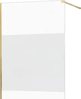 Sprchové dvere MEXEN/S - KIOTO Sprchová zástena WALK-IN 080x200 cm 8 mm, zlatá, Transparent/matné sklo 800-080-101-50-35
