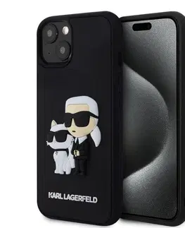 Puzdrá na mobilné telefóny Zadný Karl Lagerfeld 3D Rubber Karl and Choupette pre Apple iPhone 14, čierna 57983116584