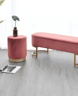 Taburetky Dizajnová lavica, ružová Velvet látka/gold chróm-zlatý, MIRILA NEW
