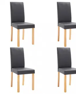 Jedálenské stoličky a kreslá Jedálenská stolička 4 ks umelá koža / drevo Dekorhome Sivá