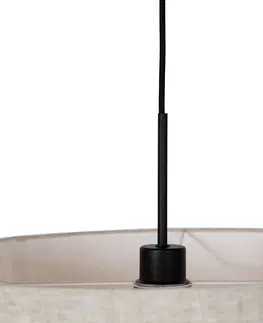 Zavesne lampy Vidiecka závesná lampa čierna s béžovým odtieňom 50 cm - Combi 1