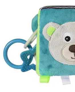 Plyšové hračky CANPOL BABIES - Kocka senzorická plyšová Medvedíky sivá