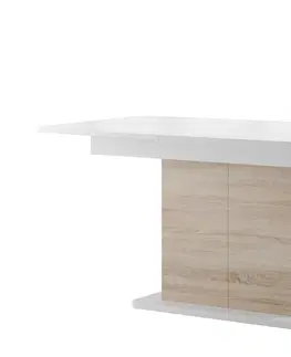 Jedálenské stoly Rozkladací stĺpový jedálenský stôl SMART 03, dub sonoma/biela