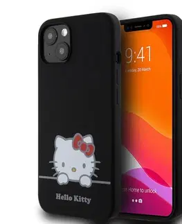 Puzdrá na mobilné telefóny Zadný kryt Hello Kitty Liquid Silicone Daydreaming Logo pre Apple iPhone 13, čierna 57983116911