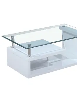 Konferenčné stolíky Konferenčný stolík, sklo/biela extra vysoký lesk HG, JULIEN