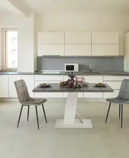 Jedálenské stoly Jedálenský stôl, betón/biela matná, 138x90 cm, BOLAST