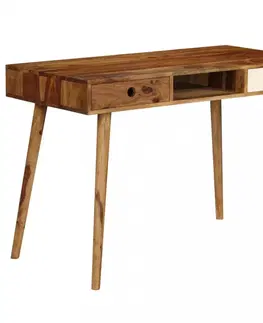 Pracovné stoly Písací stôl 110x55 cm biela / hnedá Dekorhome