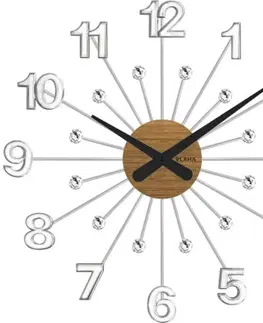 Hodiny Drevené strieborné hodiny s kameňmi Vlaha design VCT1080, 49cm