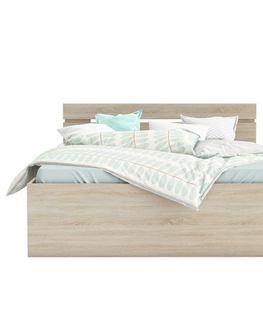 Postele KONDELA Michigan New 140 manželská posteľ s úložným priestorom dub sonoma
