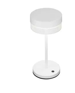 Vonkajšie osvetlenie terasy HELL Stolová LED lampa Mesh batéria, výška 30 cm, biela