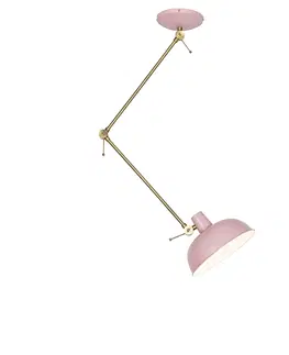 Stropne svietidla Retro stropné svietidlo ružové s bronzom - Milou