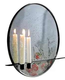 Zrkadlá Zrkadlo so stojanom na 2 sviečky, patinované, čierny kovový rám, HAREO TYP 1